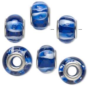 Pandora/Troll Compatible Blue Lampwork Bead